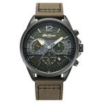 Titan Octane Cred Analog Green Dial Grey Leather Strap Watch for Men